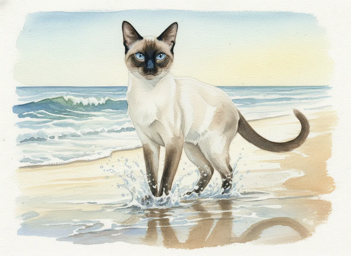 Siamese watercolor calendar month 6